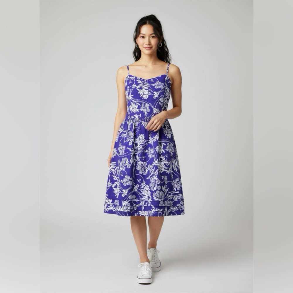 GAP Violet Dress with Cream Floral Design
